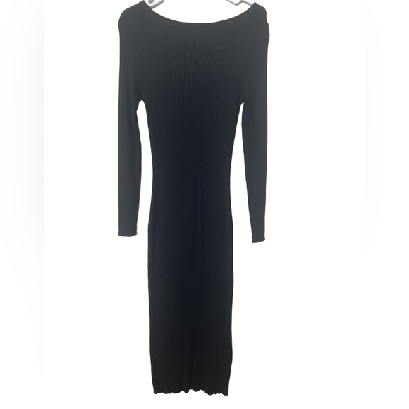 JustFab Black Long Sleeve Midi Bodycon Dress - Picture 2 of 3